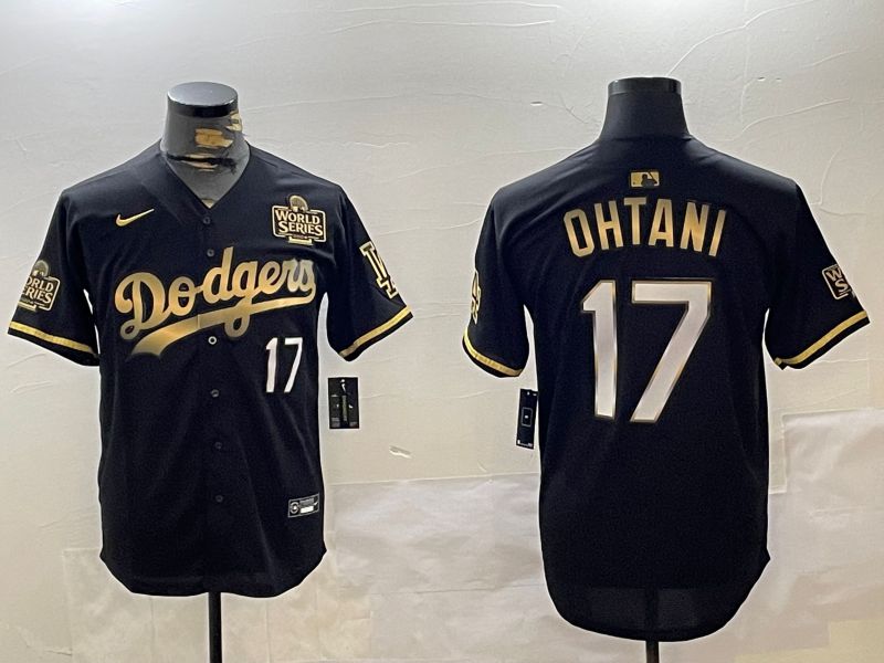 Men Los Angeles Dodgers 17 Ohtani Black Gold Game 2024 Nike MLB Jersey style 11202